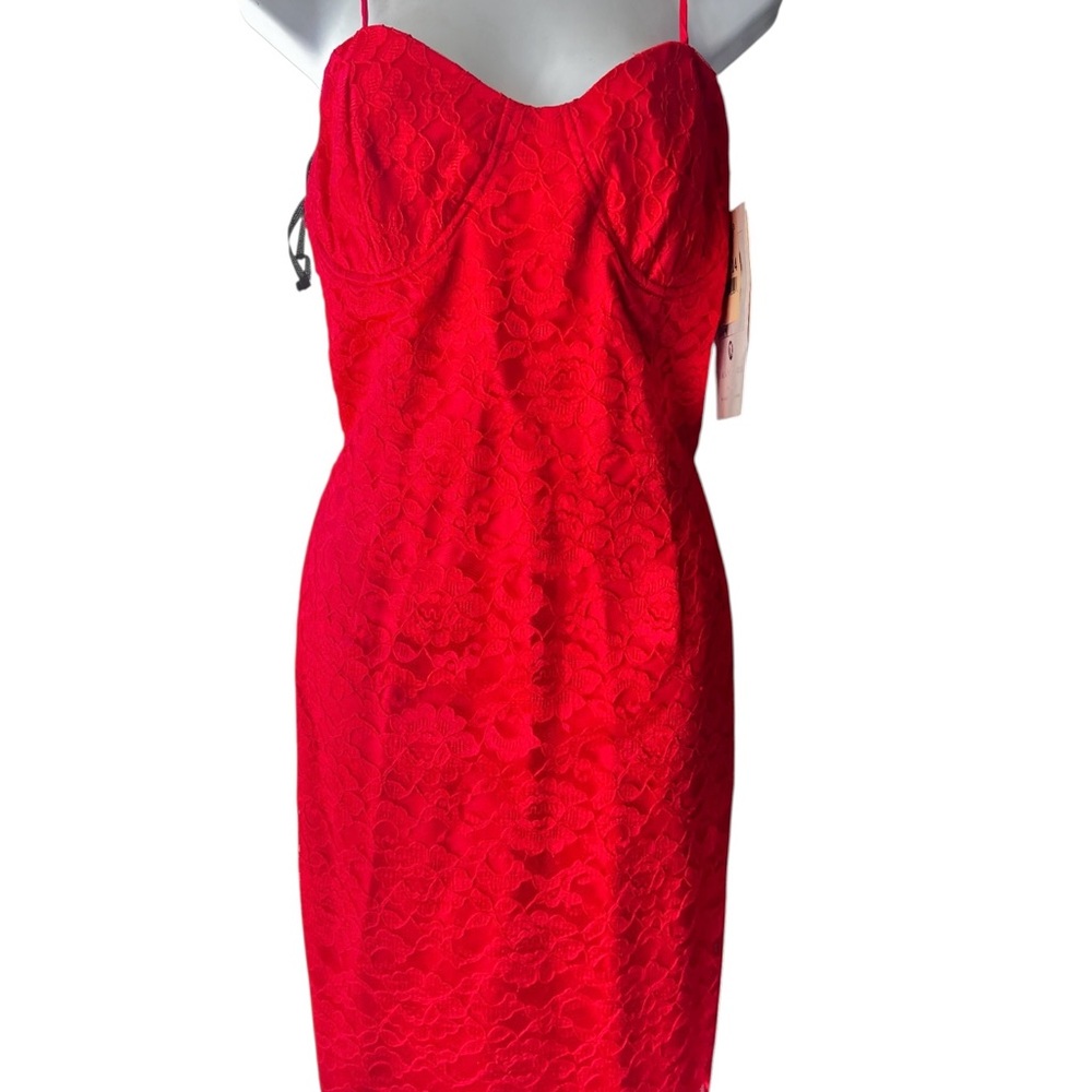 Jessica McClintock Gunne Sax women’s Size 13/ 14 Red Lace Dress Lace Up Back